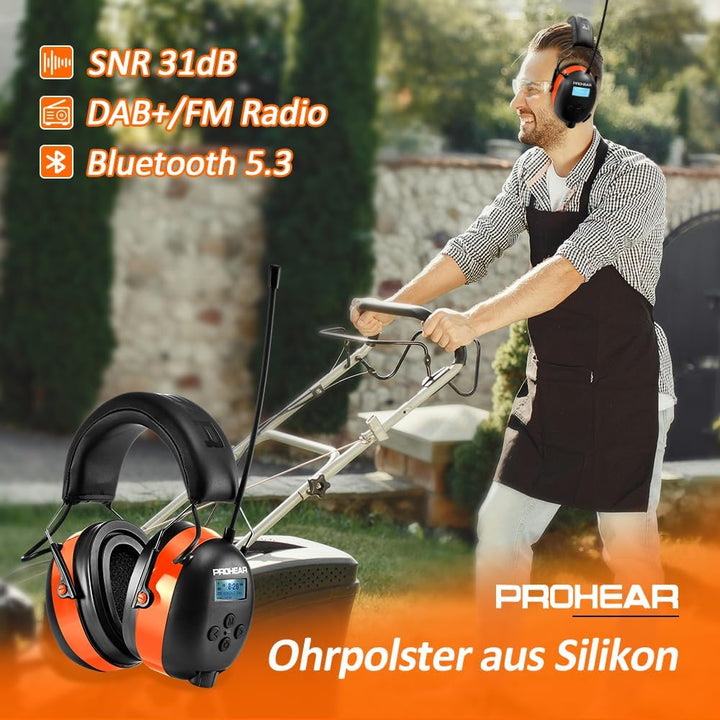 PROHEAR 033A (Upgraded) Gehörschutz mit Radio DAB +/Bluetooth/FM, Kopfhörer mit Radio mit Eingebaute