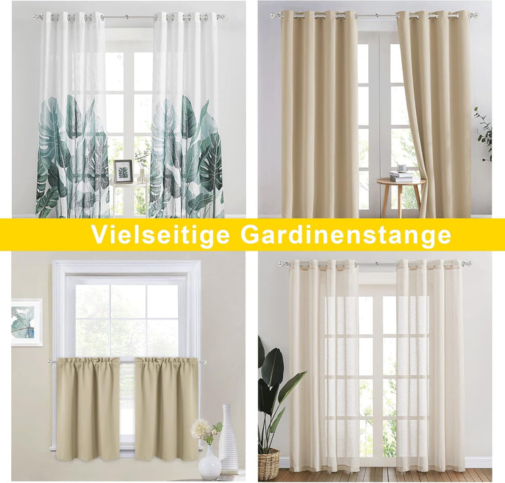 NICETOWN Gardinenstange Ausziehbar 182-365 CM Vorhang Stangen mit Runden Endstücken Curtain Rod für