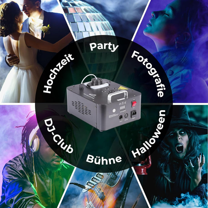 ETEC Professional FOG 900 LED RGB 3in1 DMX Vertikal-Nebelmaschine - CO2 Effekt, Geyser Nebler, Party