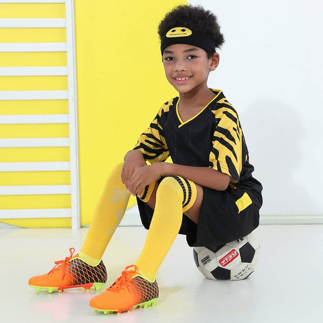 JABASIC Kinder Soccer Boots Jungen Mädchen Sportlich Draussen Fussballschuh 36 EU Orange 1, 36 EU Or