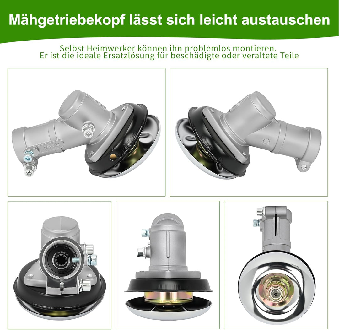 Freischneider Getriebe 26mm 9 Zähne, Universal Getriebekopf Rasenmäher Winkelgetriebe Rasentrimmer G