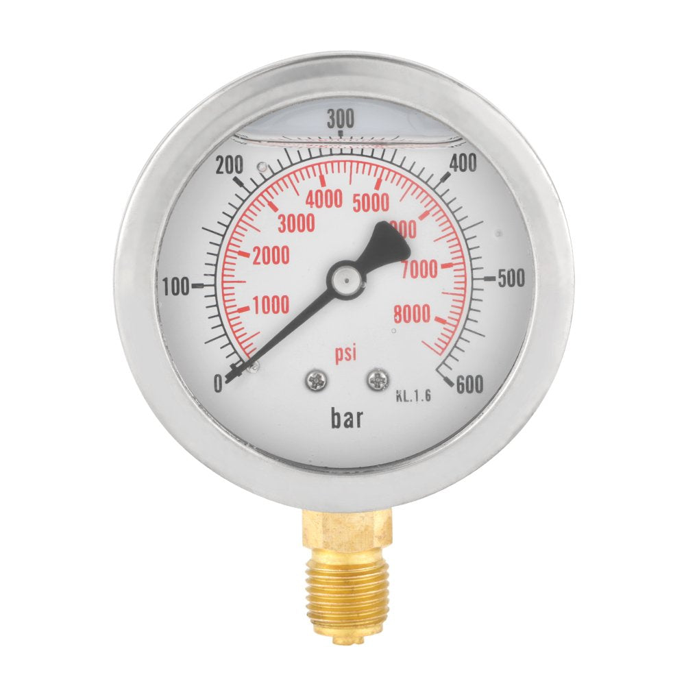 G 1/4"Hydraulik Manometer, 0-600Bar 63mm Zifferblatt Wasser Manometer aus Metall
