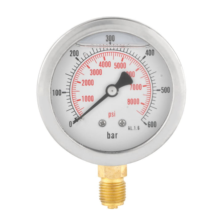 G 1/4"Hydraulik Manometer, 0-600Bar 63mm Zifferblatt Wasser Manometer aus Metall