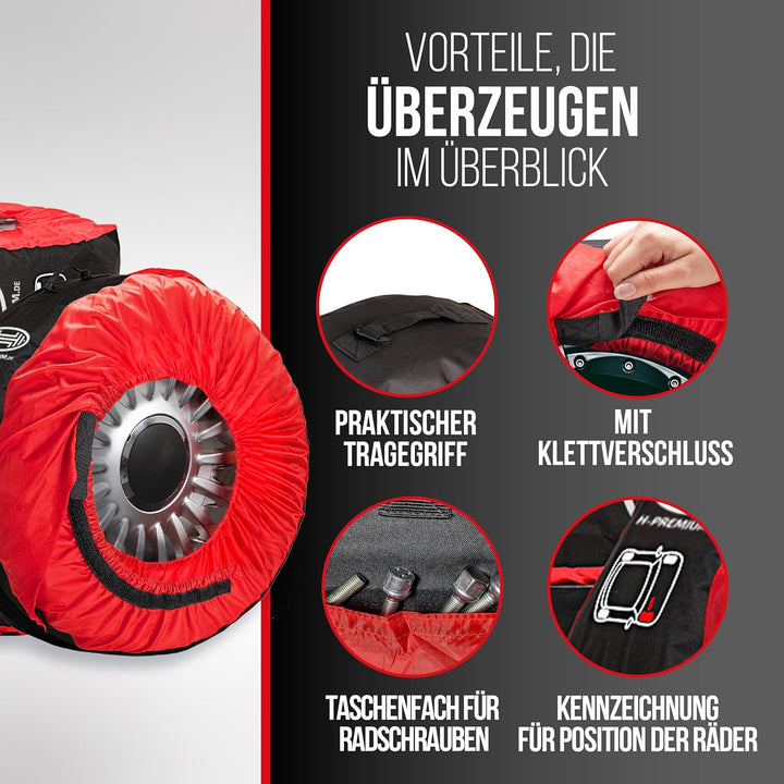 HEYNER® Reifentaschen Set 14-18 Zoll mit Klettverschluss, Reifenschutzhülle, Reifenschoner, 4er Set