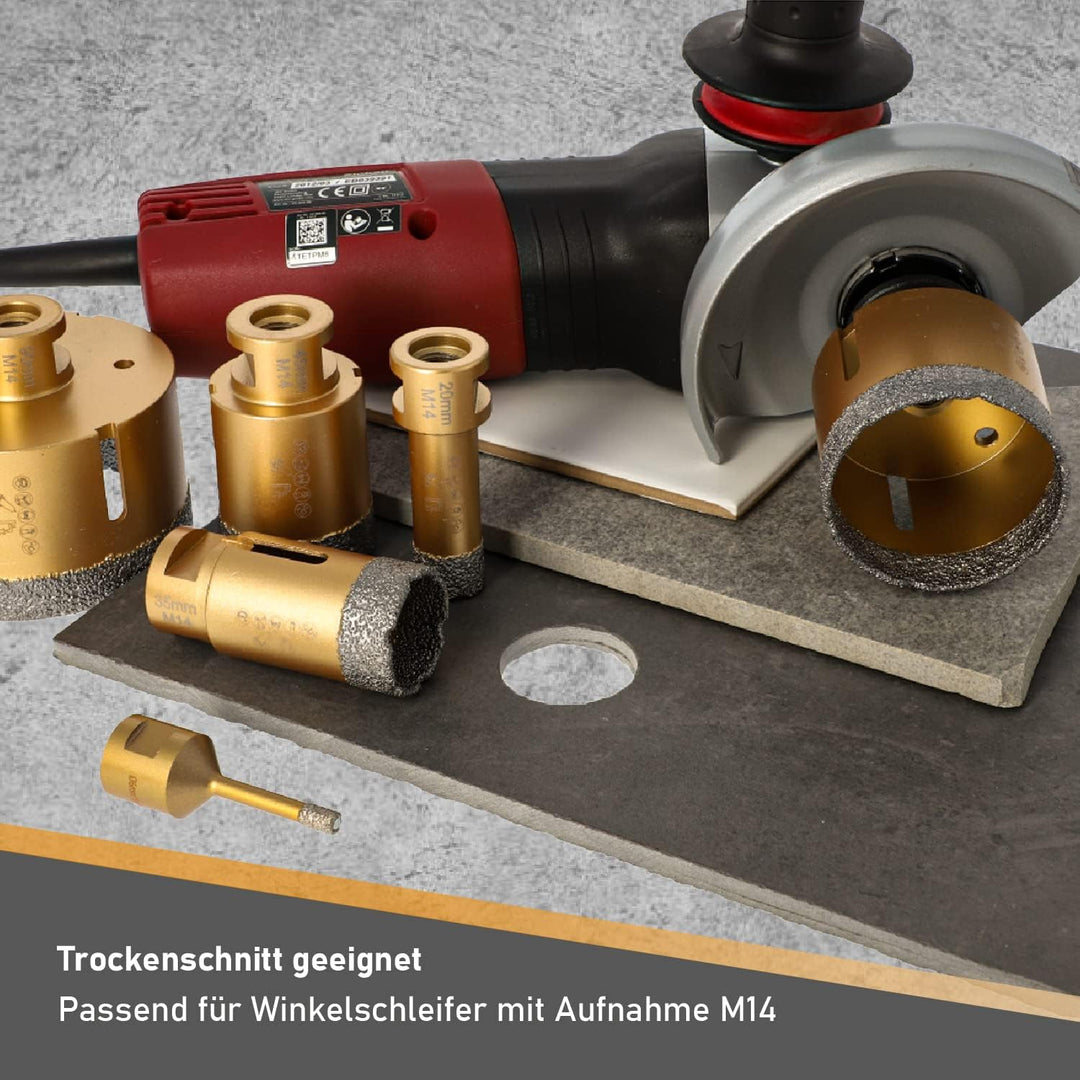 BTEC Fliesenbohrkronen mit M14 Aufnahme für Feinsteinzeug Fliesen Bodenfliesen Granitfliesen Naturst