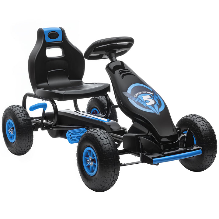 HOMCOM Gokart, Kinderfahrzeug mit 3-stufigen verstellbarem Sitz, Tretfahrzeug mit Gummireifen, Pedal