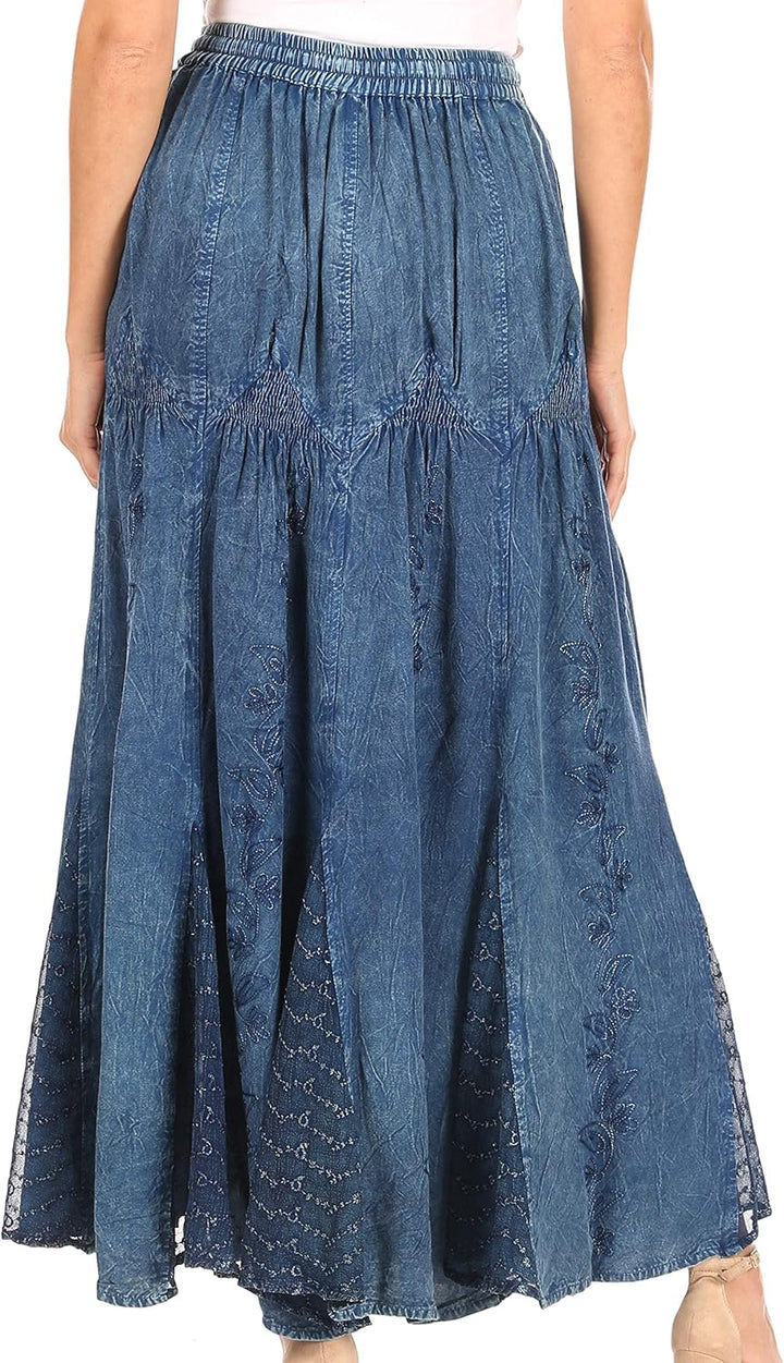 Sakkas Olivia Damen Maxi böhmischen Zigeuner Langen Rock mit elastischer Taille und Spitze Einheitsg
