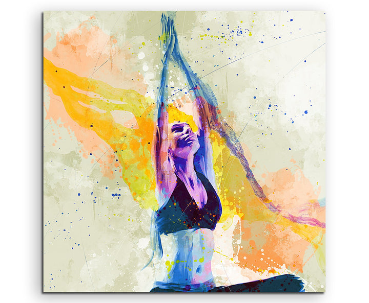 Yoga IV 60x60cm Wandbild SPORTBILD Aquarell Art tolle Farben von Paul Sinus