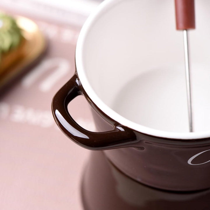 Keramike Schokofondue Tasse, 330ml, Butter Schokoladen Wärme Mit Gabeln, Schokobrunnen, Home Teelich