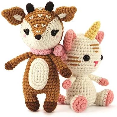 Graine Créative Häkelset Hirsch – 17 cm – 12 Stück 1 Beige, Braun, Schwarz, 1 Beige, Braun, Schwarz