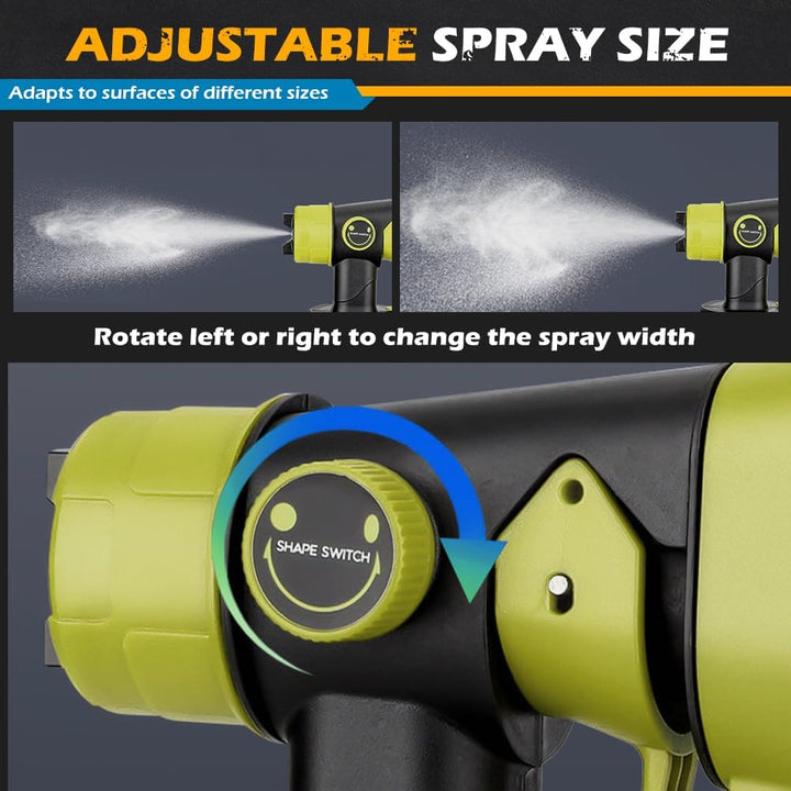 Farbsprühsystem Elektrisch für Ryobi 18V Akku, HVLP Aktualisiert Farbsprühgerät mit 4 Düsen, 3 Sprit