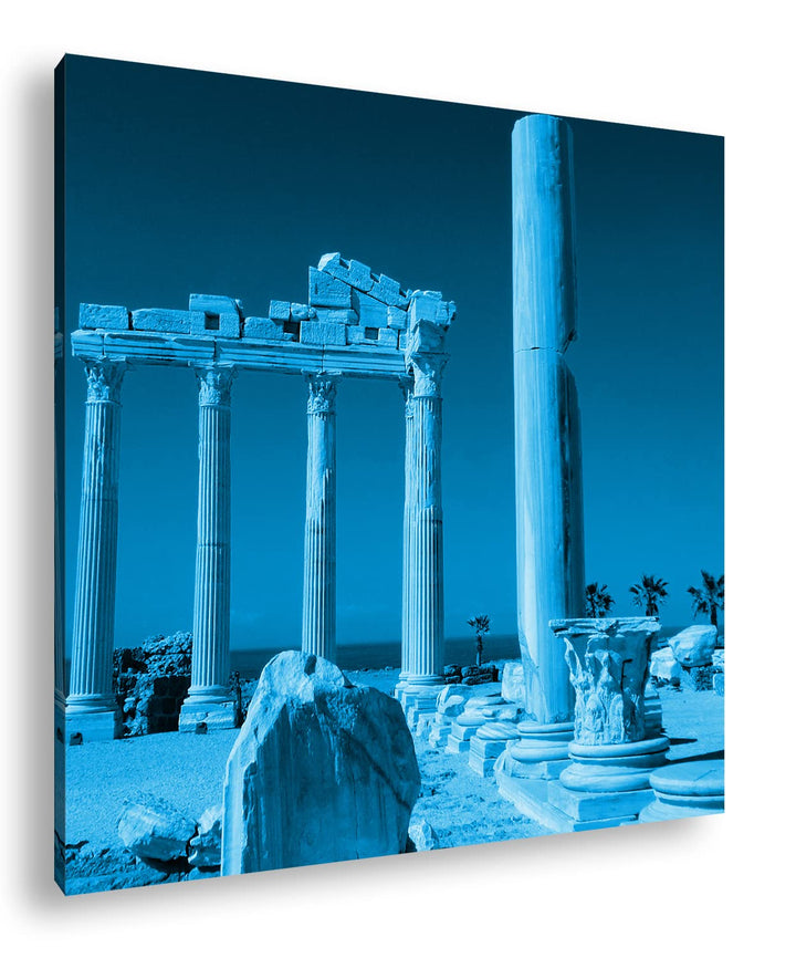 deyoli antikes Tempel Bauwerk in Türkei Format: 40x40 Effekt: Monocrome Blau als Leinwandbild, Motiv