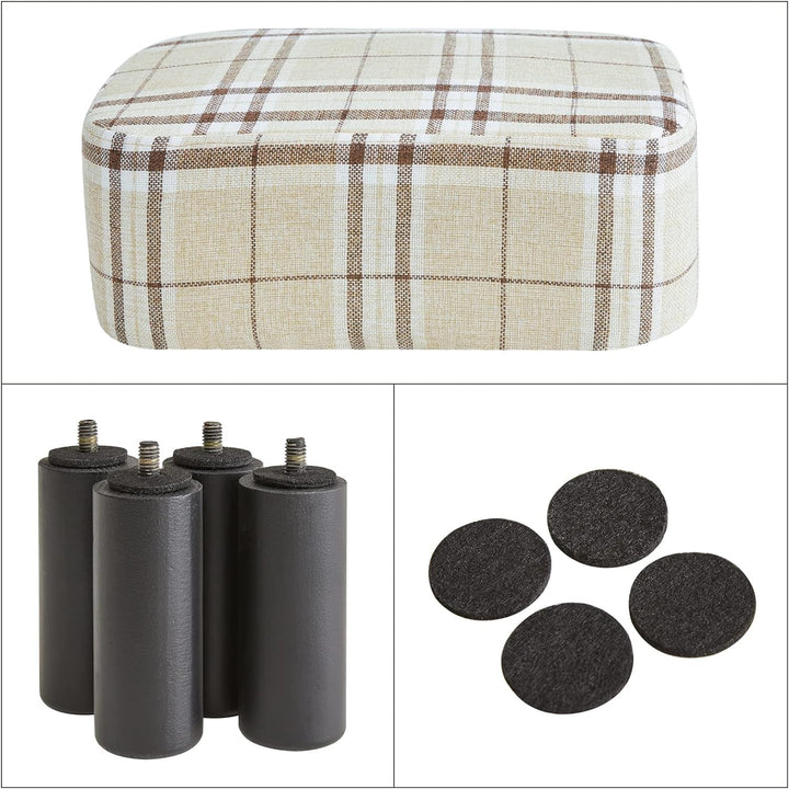 YMYNY Rechteckiger Fusshocker Sitzhocker, 42 x 29 x 23 cm, Gepolsterter Hocker aus Baumwolltuch, Hol