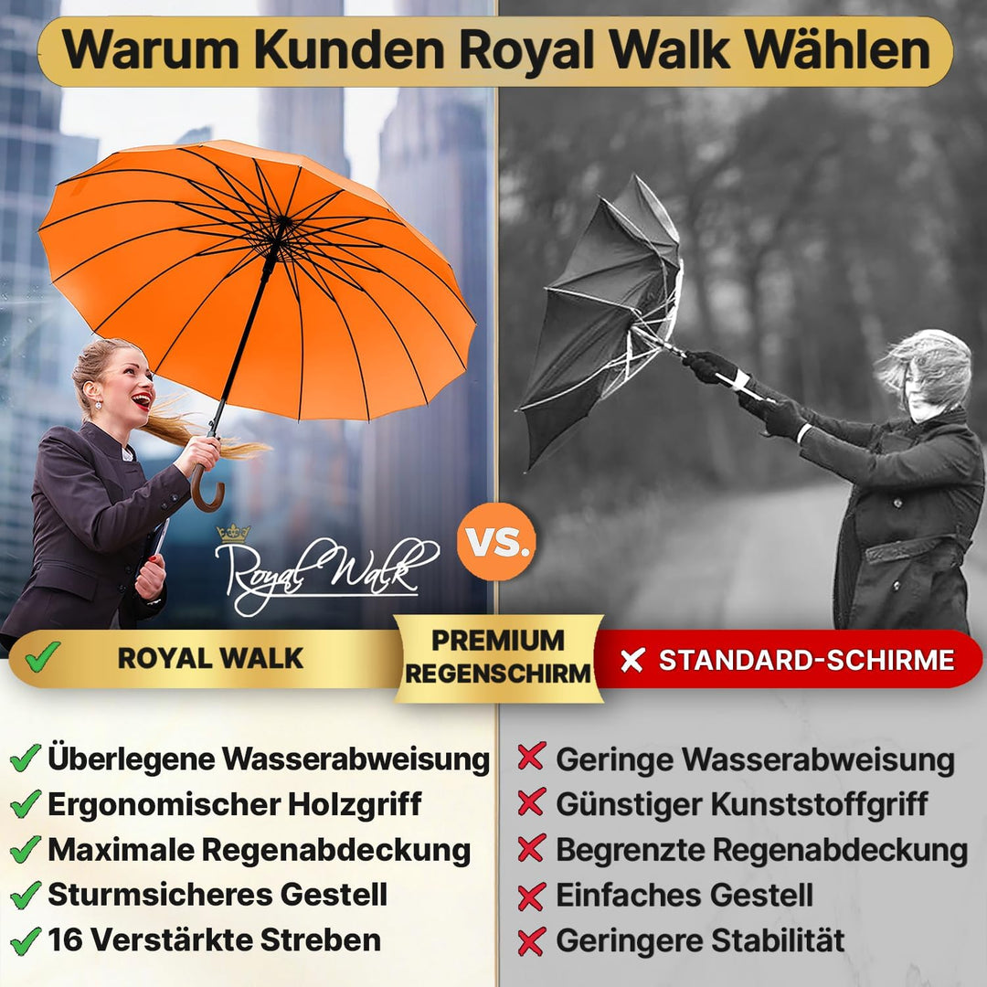 Royal Walk Regenschirm Gross Sturmfest Golf Schirm XXL Stabiler Stockschirm | Grosser Regenschirm fü