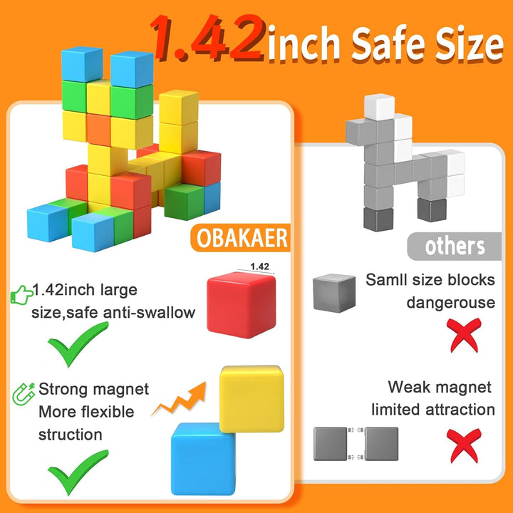Magnetische Bausteine 32Stück 3.6CM Grosse Magnetspiel Magnetbausteine Magnetwürfel Magnetic Spiel K