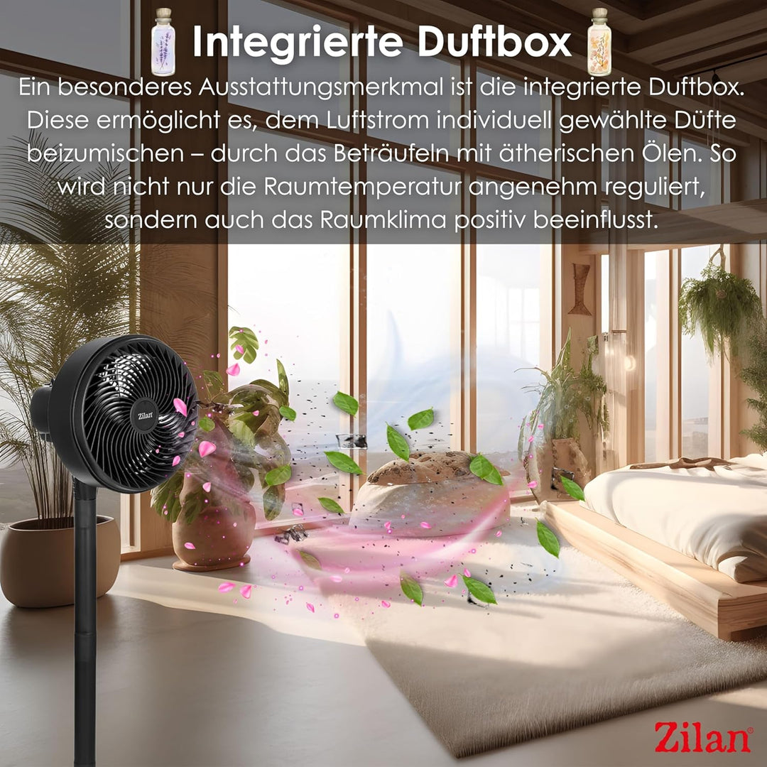 Zilan Standventilator 65 Watt kraftvoller Ventilator sehr leise energiesparend 3 Stufen hoher Luftdu
