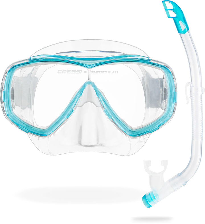 Cressi Estrella Jr - Maske zum Tauchen und Schnorcheln Transparent/Aquamarin Maske + Schnorchel, Tra