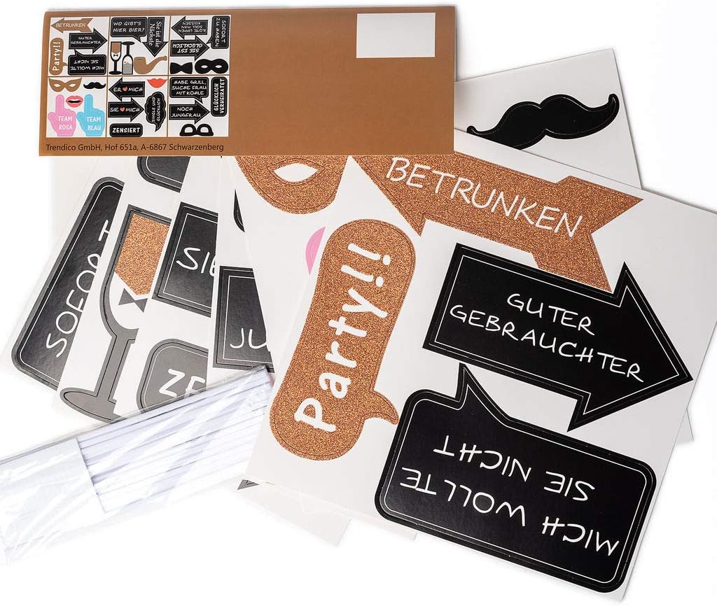 Fotorequisiten Hochzeit Fotobox Accessoires - Photo Booth Mit Deutschen Frechen Sprüchen Extra Gross