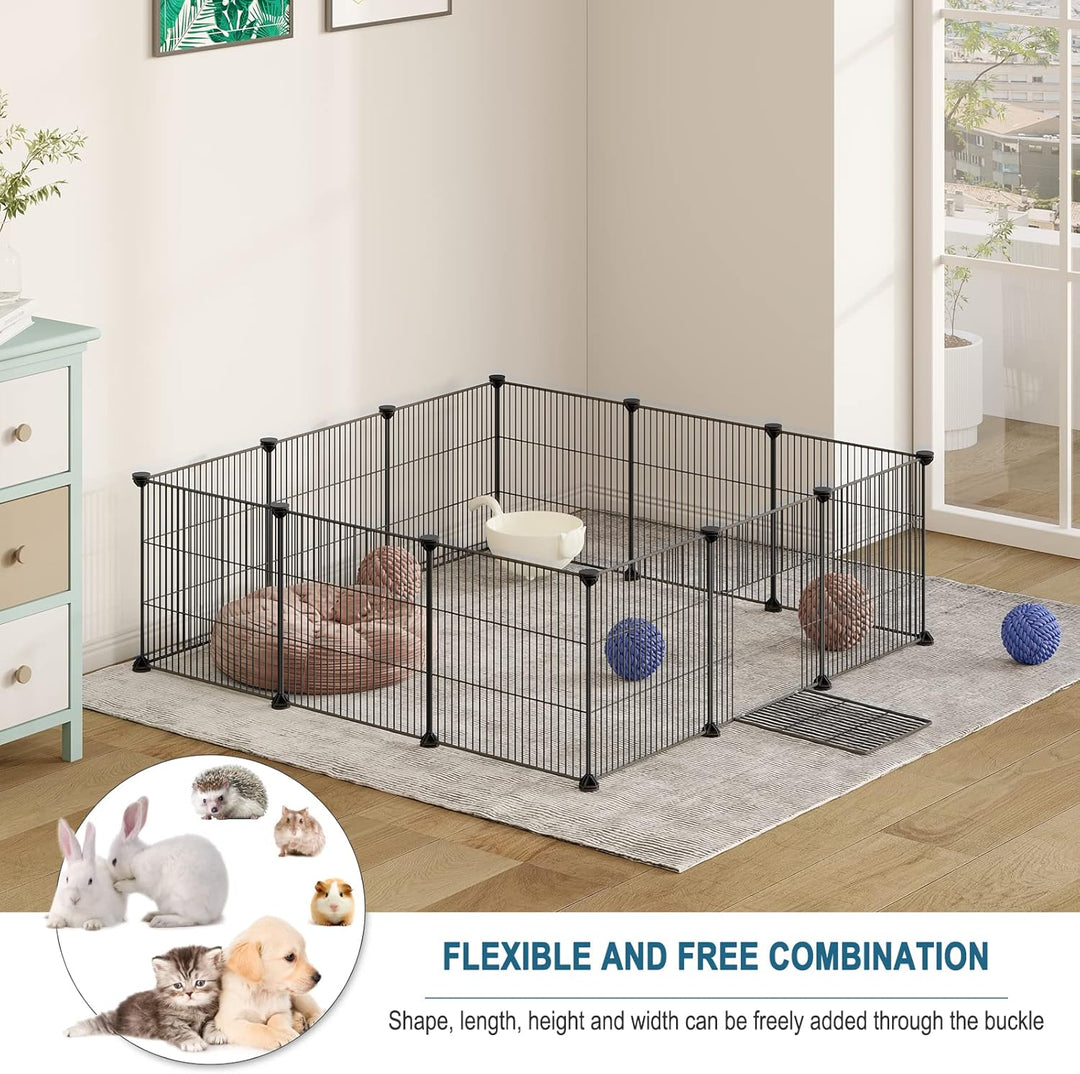 EUGAD Freigehege für Kaninchen 36cm hoch Indoor, Freilaufgehege Kaninchen draussen, Meerschweinchen