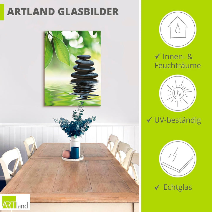 ARTland Glasbilder Wandbild Glas Bild einteilig 60x80 cm Hochformat Asien Wellness Entspannung Spa Z