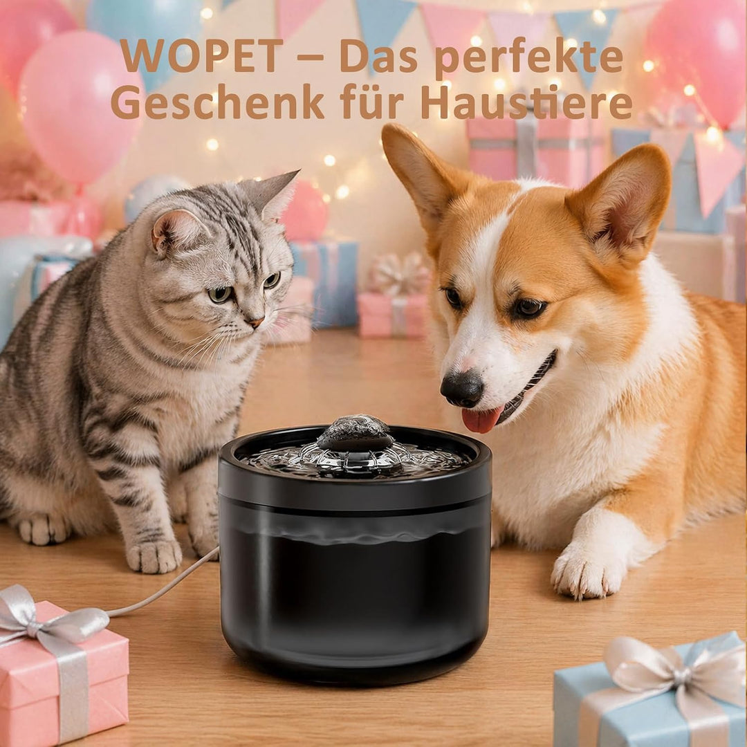 Kompakter Leiser Katzenbrunnen 1,8L Mehrschichtfilter Zirkulation Schwarz, Schwarz