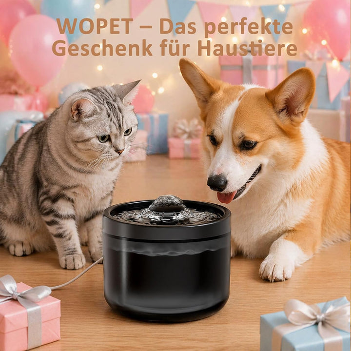 Kompakter Leiser Katzenbrunnen 1,8L Mehrschichtfilter Zirkulation Schwarz, Schwarz