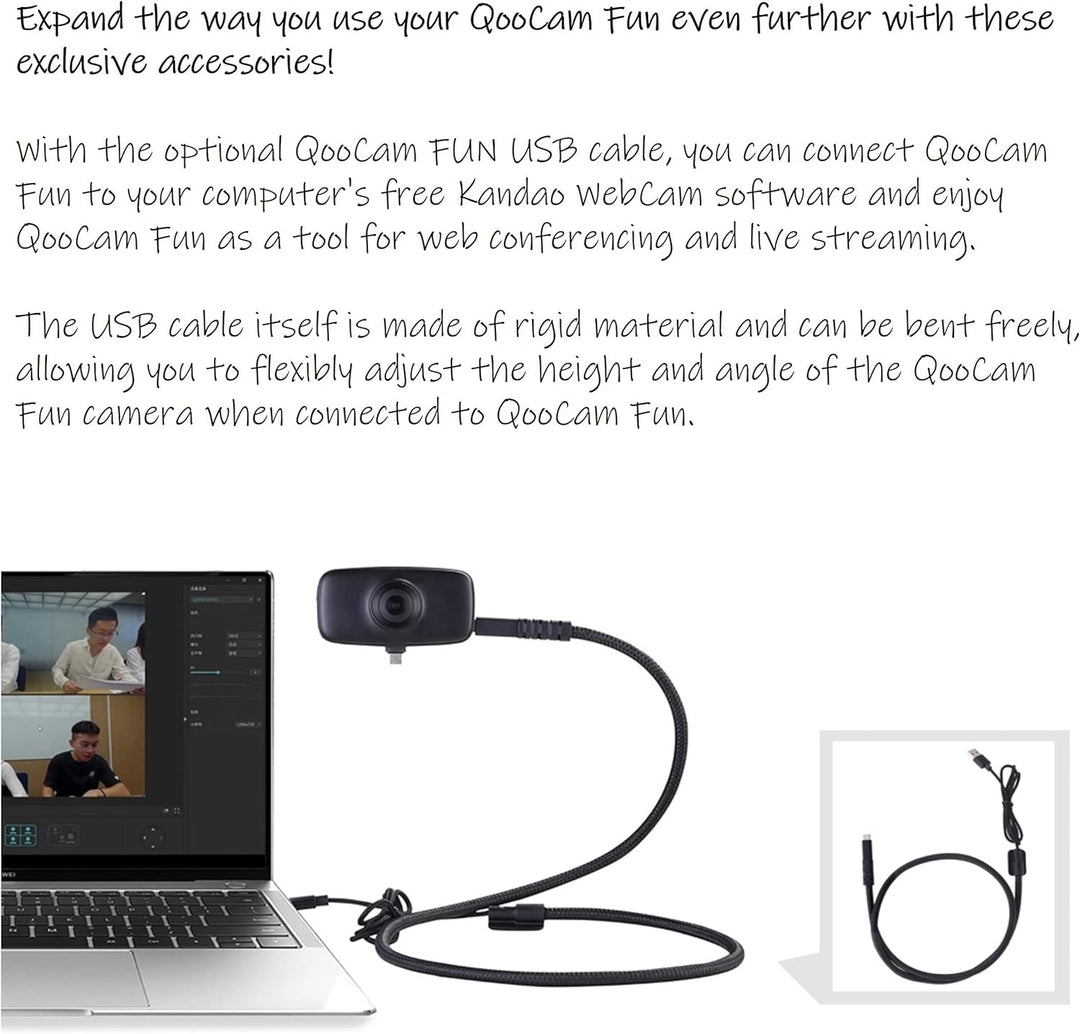 Kandao QooCam Fun Black [USB-C], a Kind of 360 Camera live Stream on Social Media Smartphone Camera