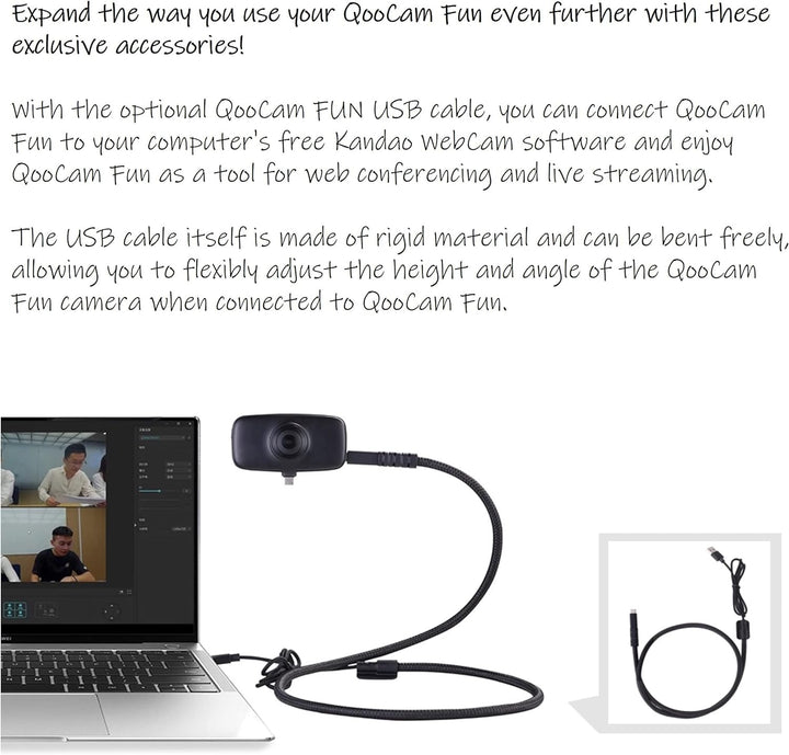 Kandao QooCam Fun Black [USB-C], a Kind of 360 Camera live Stream on Social Media Smartphone Camera