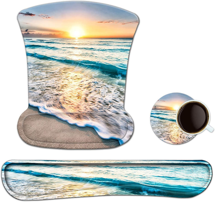 Mauspad mit Handauflage, Mauspad mit Gelkissen und Ergonomische Memory Foam Tastatur Handgelenkaufla