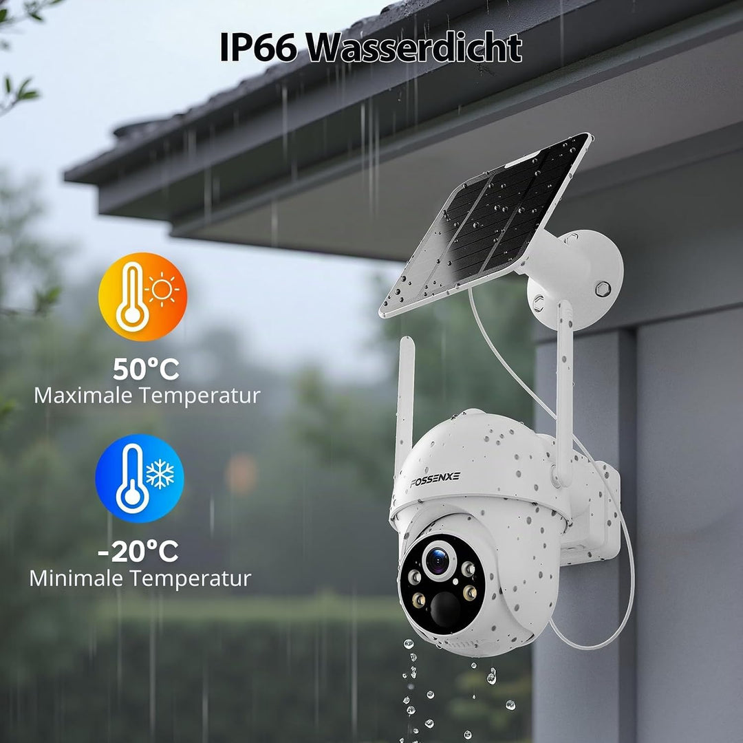 2K Überwachungskamera Aussen Solar WLAN, 2er-Kit mit Lagerbasis, Keine Gebühren, 360° Schwenken &amp; Ne