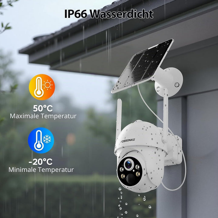 2K Überwachungskamera Aussen Solar WLAN, 2er-Kit mit Lagerbasis, Keine Gebühren, 360° Schwenken &amp; Ne