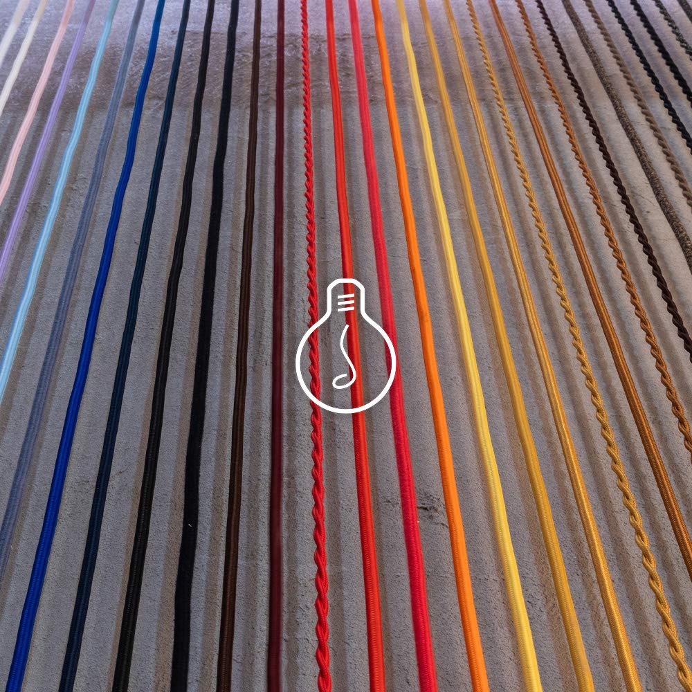 Amarcords - Textilkabel für Lampen WEISS, geflochten, Seide, 10 Meter, mit Erdung 3x0,75 - Stoffkabe