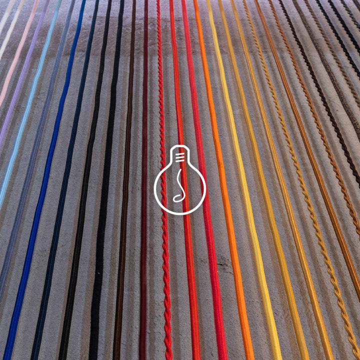 Amarcords - Textilkabel für Lampen SCHWARZ, geflochten, Seide, 5 Meter, mit Erdung 3x0,75 - Stoffkab