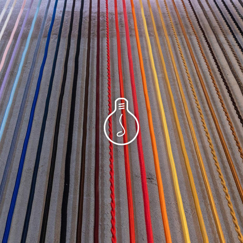 Amarcords - Textilkabel für Lampen CANVAS DUNKEL GRAU, rund, Leinen, 10 Meter, mit 2 Leiter 2x0,75 -