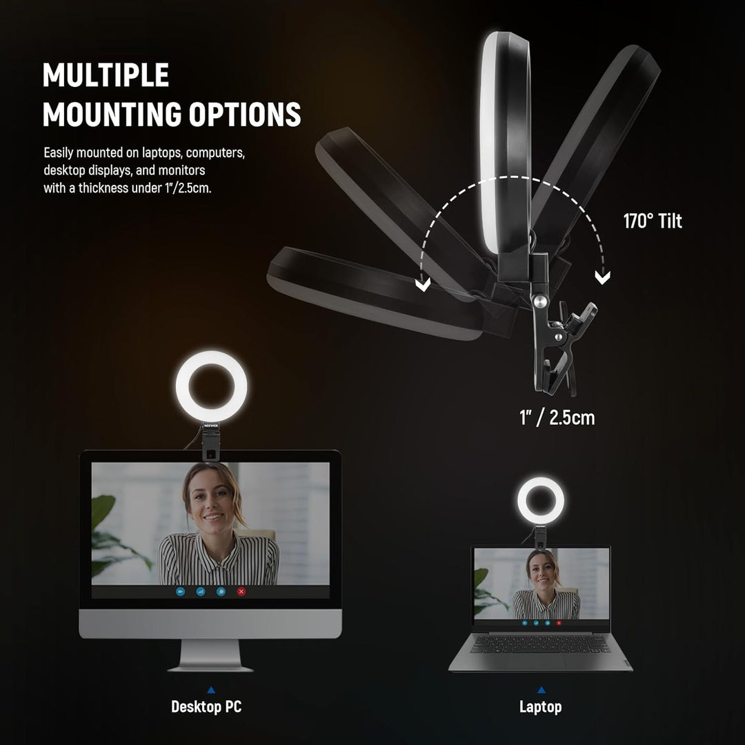 NEEWER Basics 5" Ringlicht für Videokonferenz Beleuchtung 2er Pack Ansteck Licht Set mit Schreibtisc