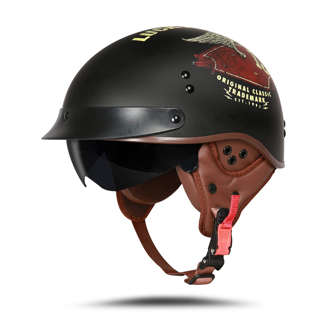 BOSERMEM Motorradhelm Mit Schutzbrille DOT/ECE-Zugelassen, Jethelm Roller-Helm Scooter-Helm Moped Mo