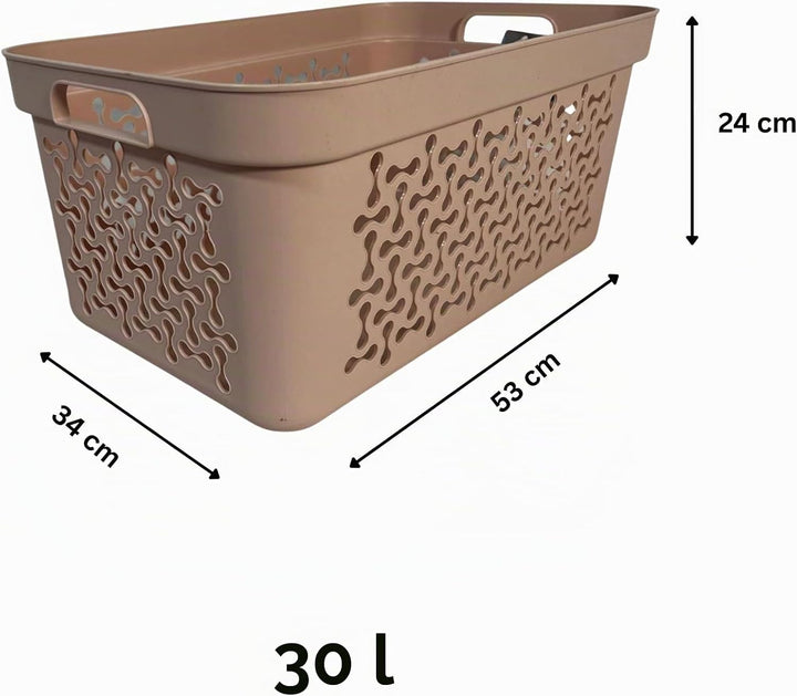 Plastard Wäschekorb 2er Set 30 Liter Pink aus Kunststoff mit Griffen | Stapelbar, robust & leicht zu