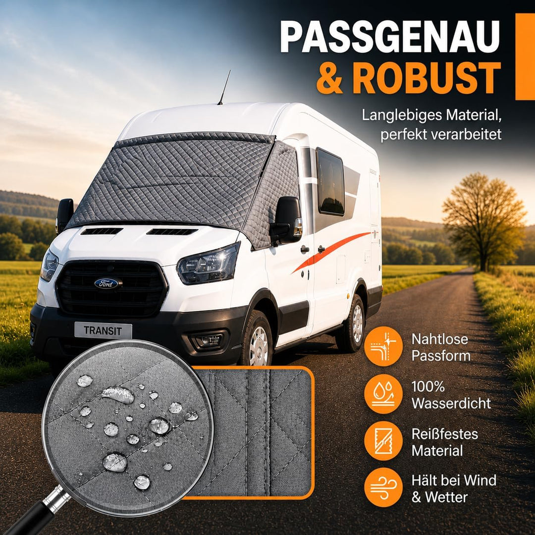 NATURIZ® Frontscheibenabdeckung Ford Transit – Premium Scheibenabdeckung - Thermomatte aussen +Sonne