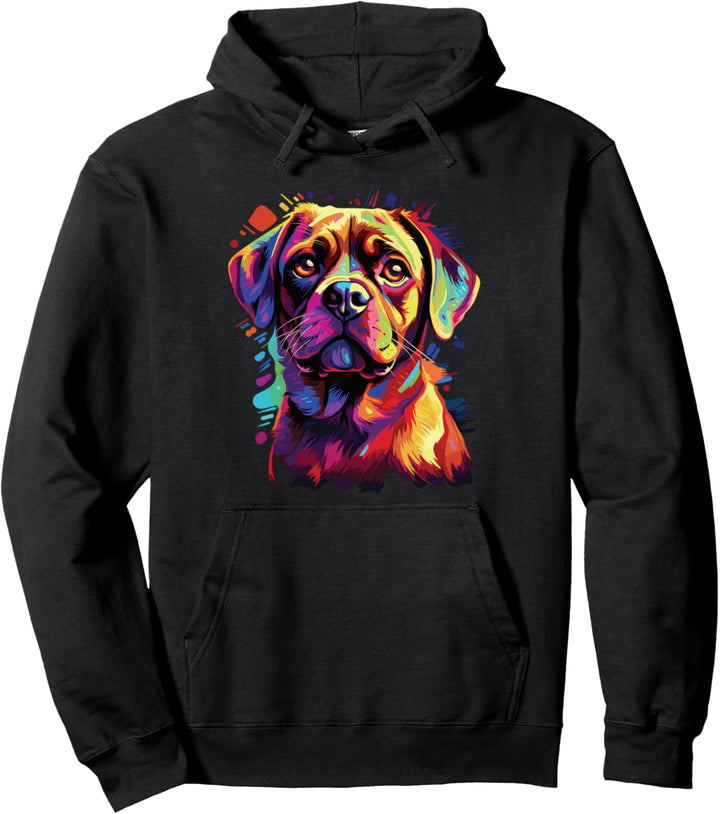 Wasserfarben Farbenfroher Puggle Hunde Pullover Hoodie