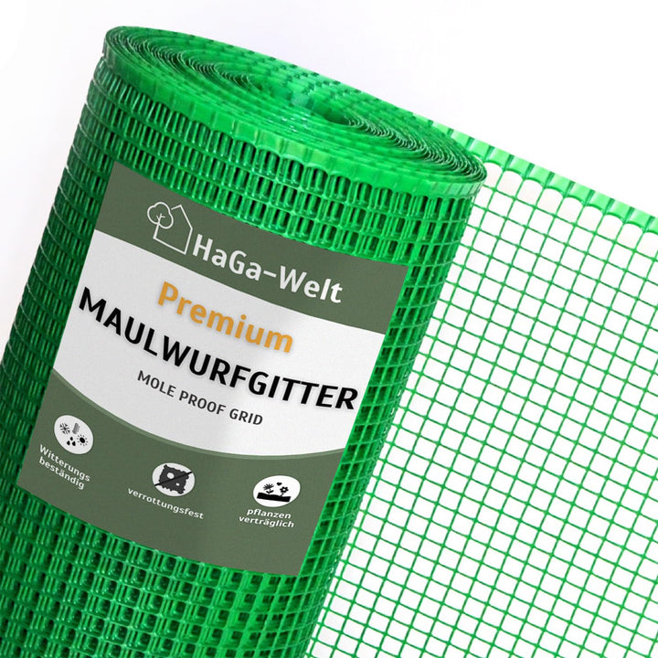 HaGa® Maulwurfgitter 10m x 1,2m Kunststoffgitter Maulwurfschutz in grün - pflanzenverträglich - verr