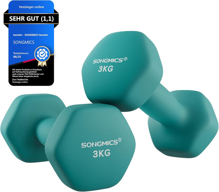 SONGMICS Hanteln, 2er Set,Hantelset, Kurzhanteln, Hexagon, Neopren-Beschichtung, Krafttraining, Work
