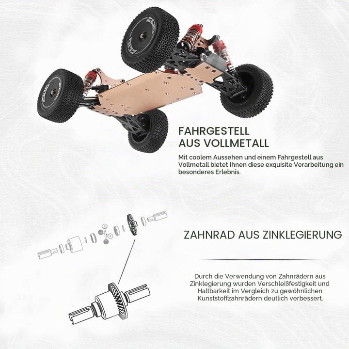 1:14 WLtoys 144001 Ferngesteuertes Auto, 60KM/H Hohe Geschwindigkeit RC Monstertruck für Erwachsene,