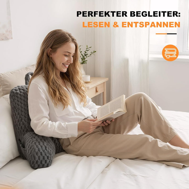 Generisch Lesekissen für Bett und Sofa, Rückenstützkissen mit abnehmbarem Waschbarem Plüsch Bezug- B