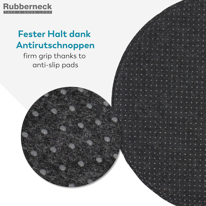 Rubberneck 8er Set rutschfeste Filz Sitzkissen rund, Stuhlkissen mit Antirutsch-Noppen, dunkelgrau D