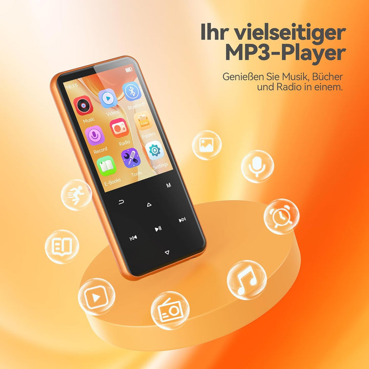 AGPTEK 64GB MP3 Player Bluetooth 5.3 mit 2,4" TFT Farbbildschirm, HiFi Musik Kinder MP3 Player mit L