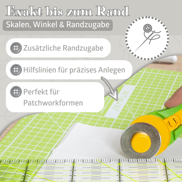 SEMPLIX Schneidematte A0 selbstheilend 120 x 80 cm Patchwork Basteln | Grosse A0 Schneidematte 120 x