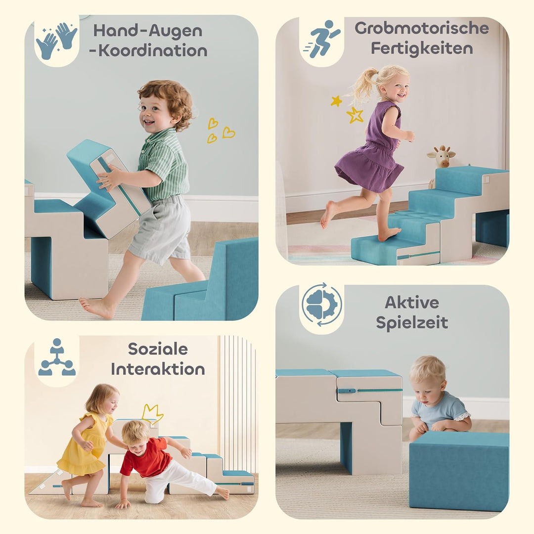 AIYAPLAY Kinder Schaumstoff Bausteine 2er Set Softbausteine Riesenbausteine Grossbausteine mit Samto