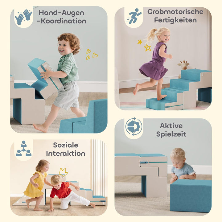 AIYAPLAY Kinder Schaumstoff Bausteine 2er Set Softbausteine Riesenbausteine Grossbausteine mit Samto