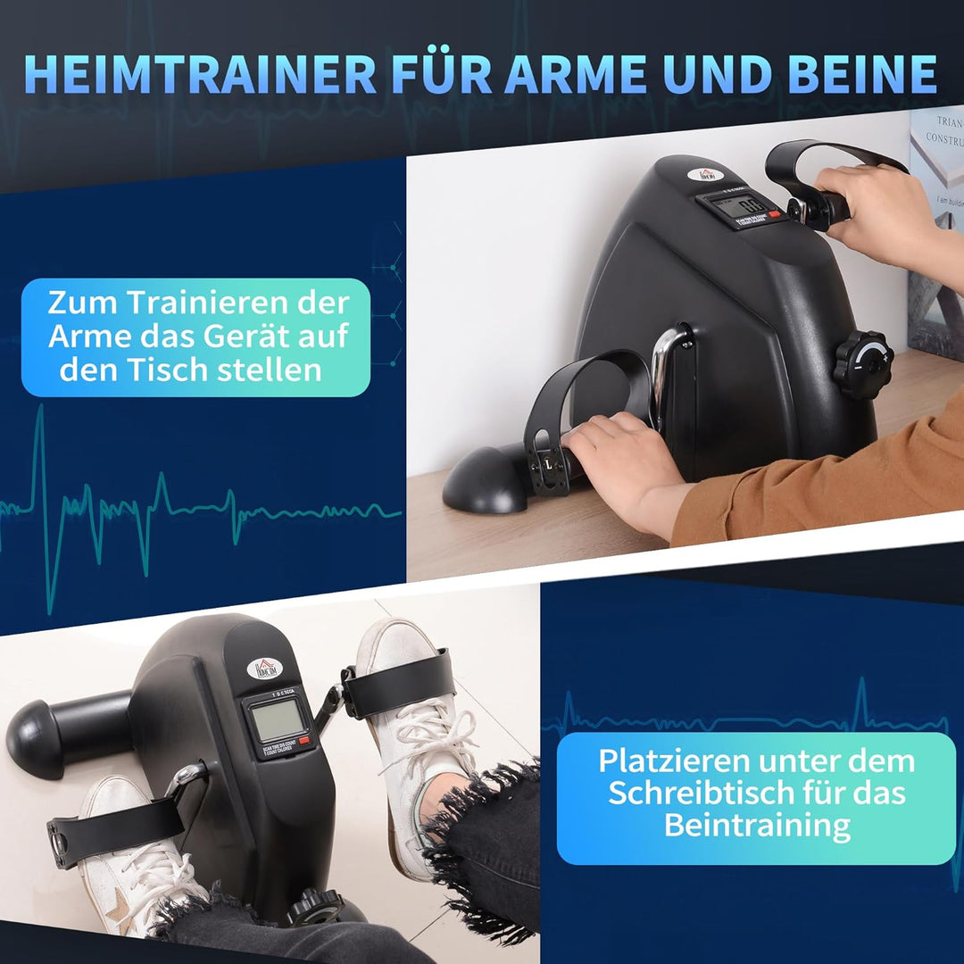 HOMCOM Mini Heimtrainer Arm-und Beintrainer Pedaltrainer für Senioren mit LCD-Display verstellbarer