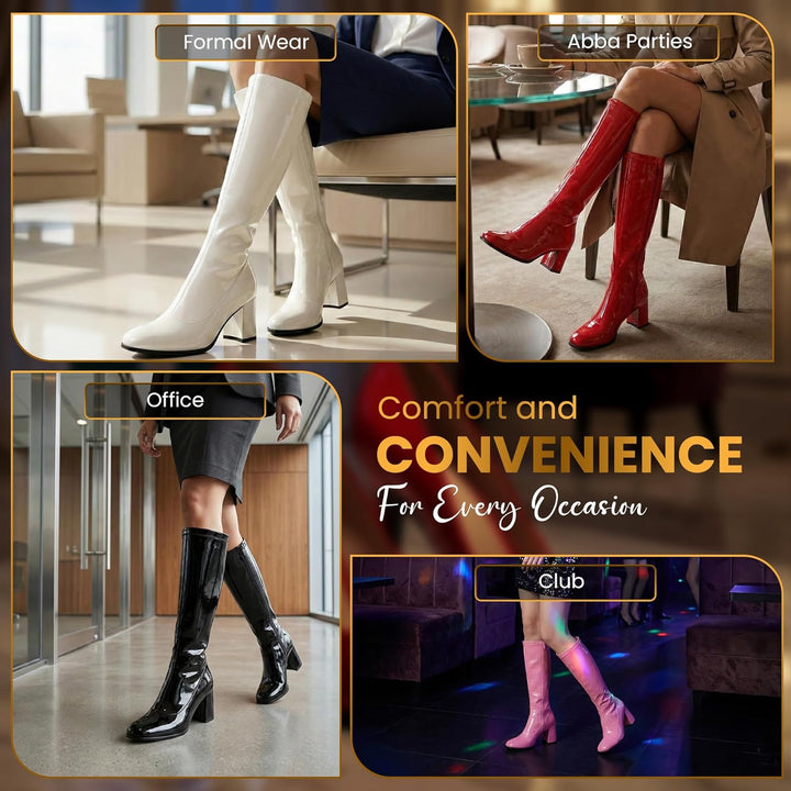 Damen-GoGo-Stiefel, 1960er/70er-Retro-Look, Grösse EU 36-47,5 36 EU Violett, 36 EU Violett